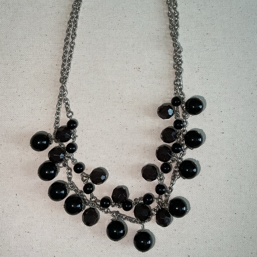 Elegant Black Layered Beaded Necklace